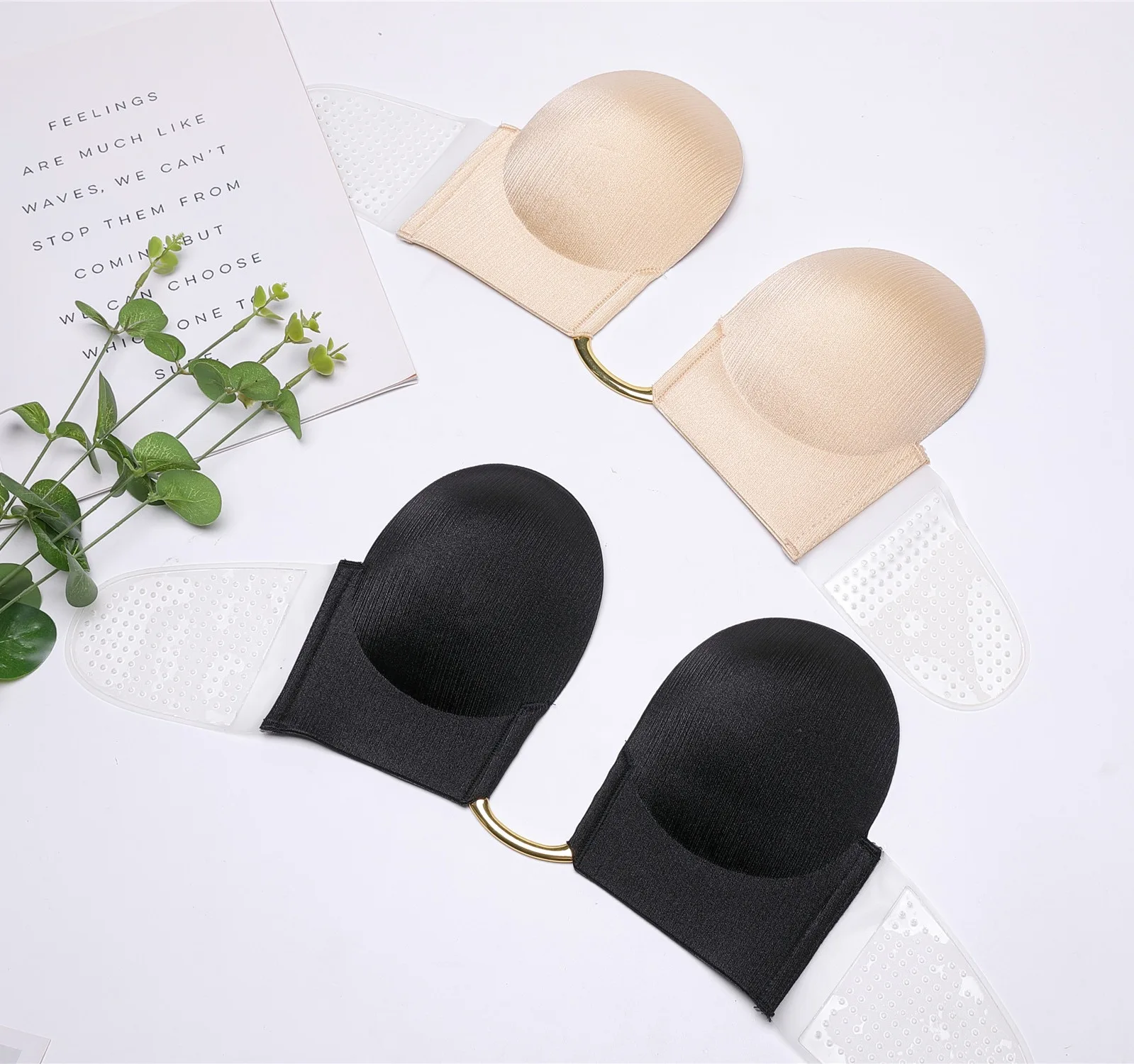 Cross-Border Exclusive Supply U-Shaped Bra Transparent TPU Middle Metal Buckle Side Push-Up; Breathable Invisible Nipple Patch