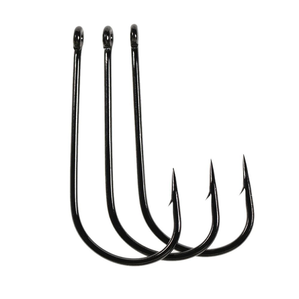 #1/0 - #8/0 Aberdeen Long Shank Wide Mouth Fishhook Sabiki Rig Streamer Fly  Hook Saltwater Fishing Freshwater Hooks