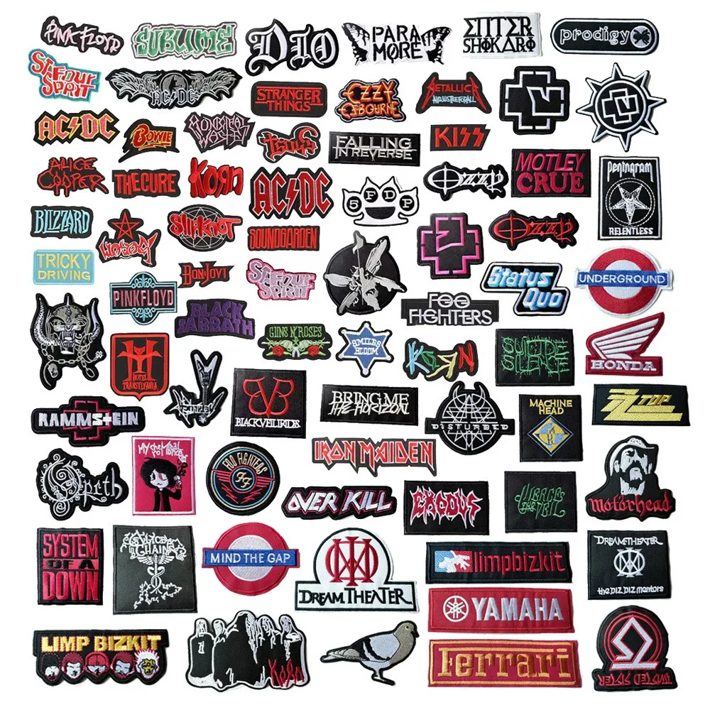 Hot Sale Red Black Punk Hip Hop Rock Band Embroidery Iron on Custom logo Patches for Clothing