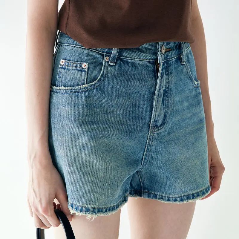 YUANBOFEI Women's Summer Denim Shorts High Waist Regular Fit Straight Sexy Spandex/Cotton Hot Pants