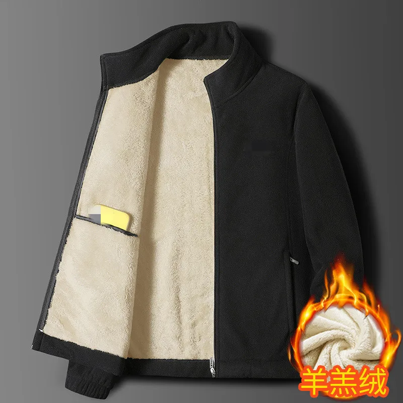 Fleece Coat for Men Spring and Autumn New Young Men's Coat Stand Collar Casual