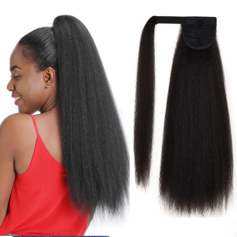 Wholesale New Arrival Hair Synthetic Straight Yaki Kinky Curly Synthetic Deep Wave Ponytail With Clips in for Black Women