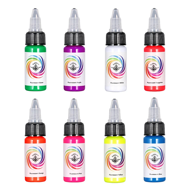 Wholesale Natural Dry Faster Safe Non-Toxic UV Pigment Tattoo Ink Set for Permanent Makeup Fluorescent Tattoo ART