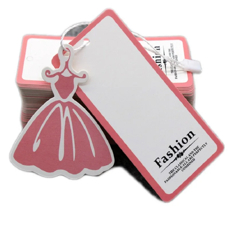 Custom LOGO White Hanging Clothing Tags Paper Material