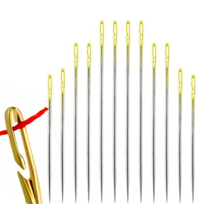 Elderly Needle-side Hole Blind Needle Hand Household Sewing Stainless Steel Sewing Needless Threading Apparel Sewing