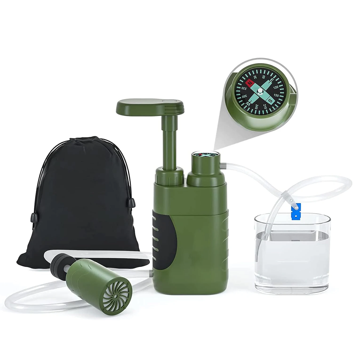 0.01 Micron 4-Stage Hand Pump Water Filter Purifier for Emergency Travel Camping Survival for Bicycle Water Bottles