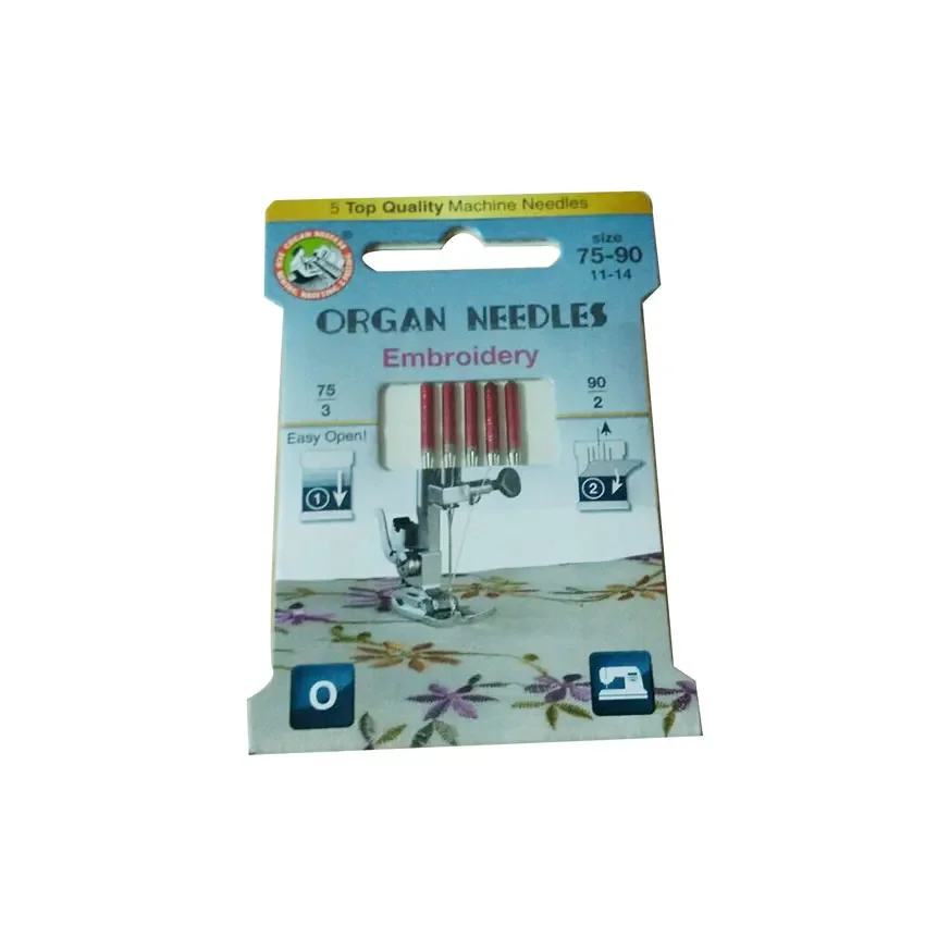 ORGAN DOMESTIC SEWING MACHINE NEEDLES 130/705H EMBROIDERY MIX SIZE UNIVERSAL 75/11 90/14 1 Lot =5pcs