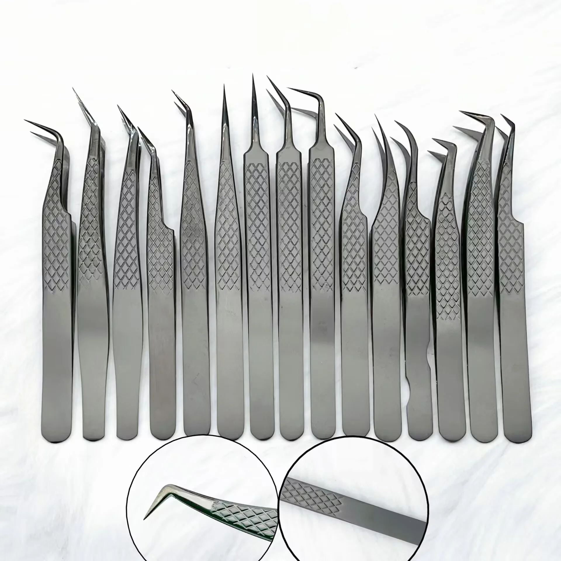 Yucagci New Stainless Steel Heat-Treated & Hardened High-Precision Smooth Tip Eyelash Extension Tweezers with Golden Feather Tip