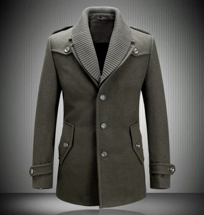 High Quality Wool Blends Men's Coats Fall Winter Solid Color Double Collar Casual Overcoat Long Cold Resistant Trench for India
