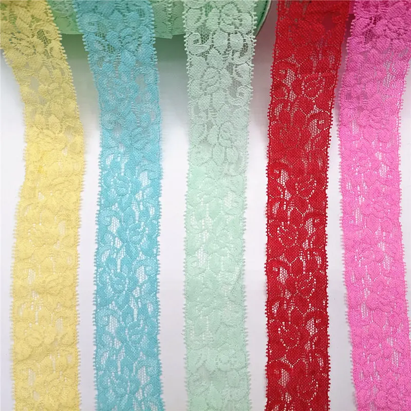 1.5inch 4cm Colorful Stretch Eyelash Lace Trim Elastic Embroidery Lace Trim for Lingerie Hair Accessories