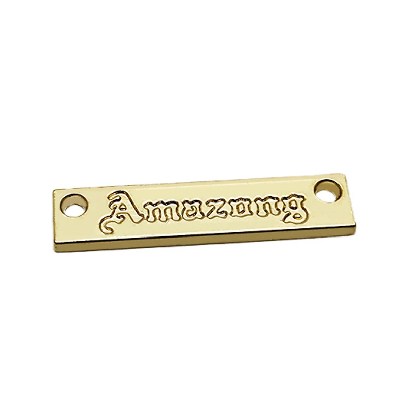 Custom Metalized Name Tag Metal Plate logo Garment Labels for Clothing