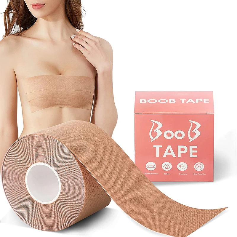 Women's Skin-Colored Breast Lift Bra Push Remover Roll Set Nipple Brest Tape Boob with Box Decorate Underwear Accessories