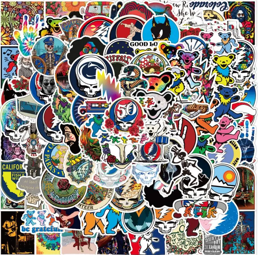ZY1320C 100Pcs New Style Grateful Dead Stickers Waterproof Decorate Notebook Skateboard Bicycle Luggage for Teen Kid Toys Decal