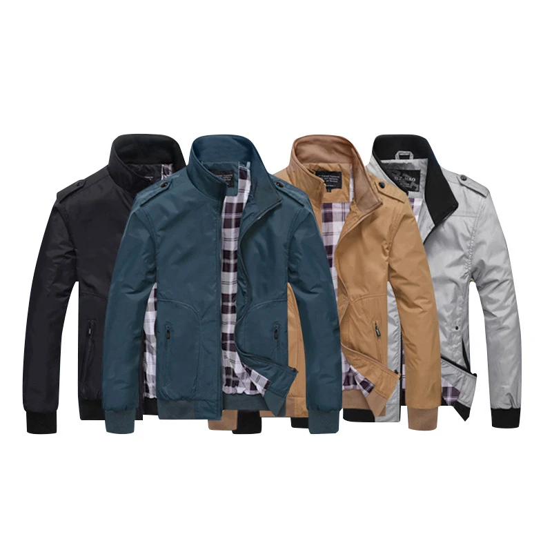 Plus Size Autumn Thin Men's Stand-up Collar Coat Fashion Casual Not Hooded Slim Men's Coat.