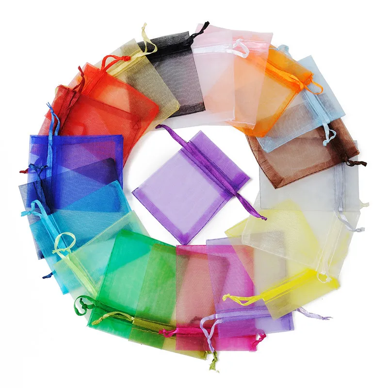 Custom Mesh Organza Pouch Jewelry Bags Small Drawstring Gift Bags Packaging Organza Bags Supplies