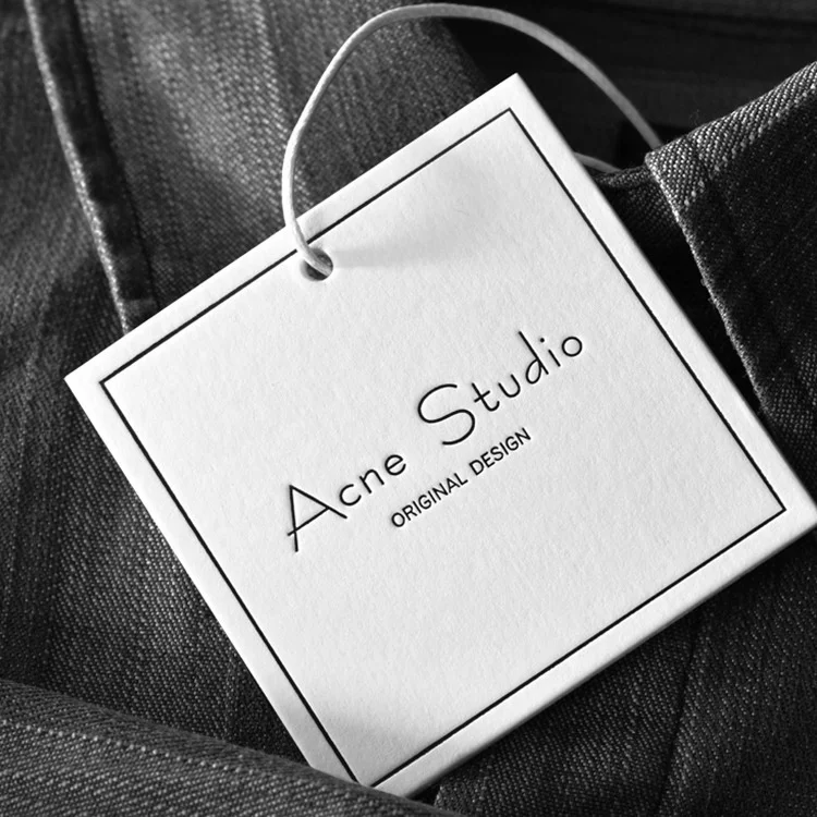 Paper Tags Custom Debossed Logo Garment Hang Tag With String for Clothing