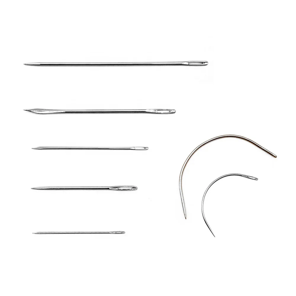 OWDEN Professional 7pcs Medium Carbon Steel 54mm/42mm Leather Hand Sewing Needles Head Hand Blunt Embroidery Needle Hand Tools