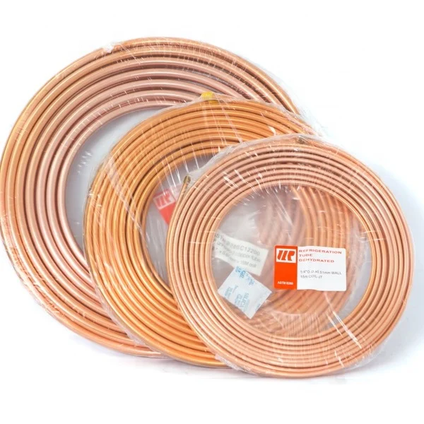1/4 3/8 5/8 ASTM B280 C12200 C2400 Bright Surface Pancake Coil Copper Tube with Welding & Bending Services for Air Conditioning