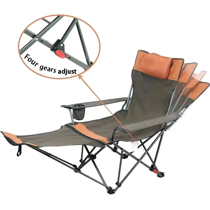 Factory Wholesale Lightweight Four-Gear Adjust Foldable Recliner Outdoor Camping Picnic Chair Large Capacity Portable