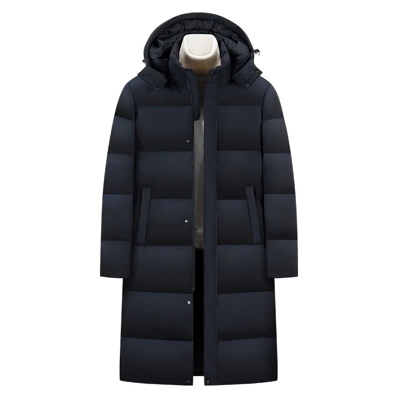 Unisex Custom Logo Extra Long Puffer Jackets Outerwear Winter Coats With Hood Warm Water-resistant Cold Weather Men's Down Parka