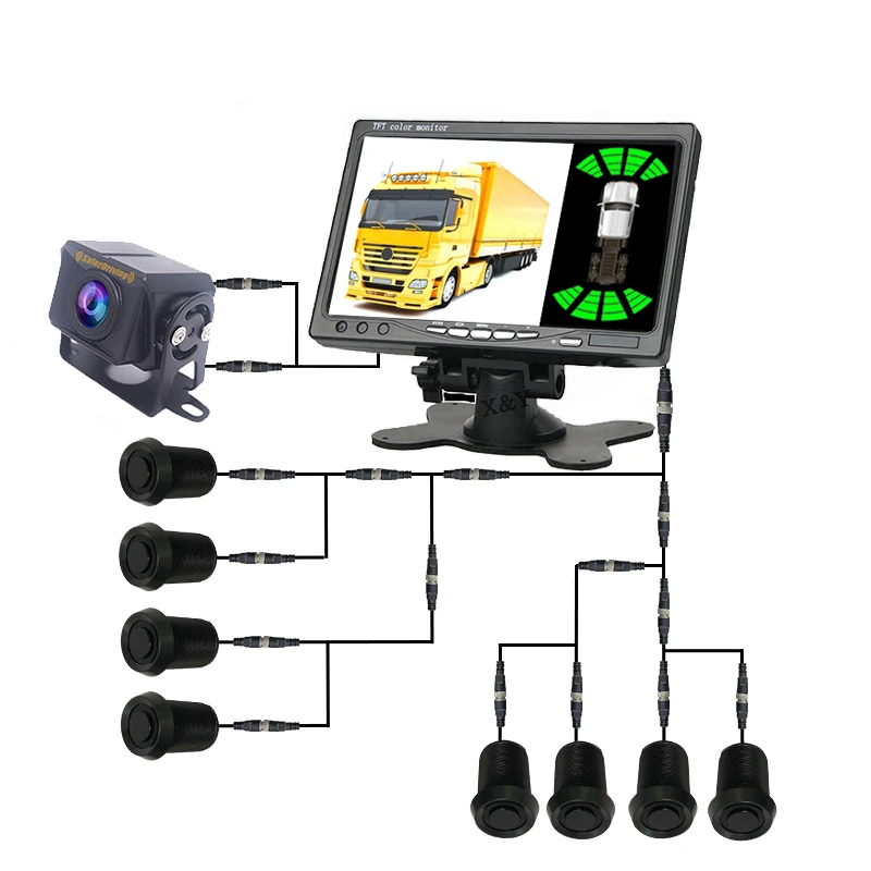 Intelligent 8-Sensor Parking Aid System Distance Color Change Display Safety Driving Monitoring for Front Enhanced Visibility