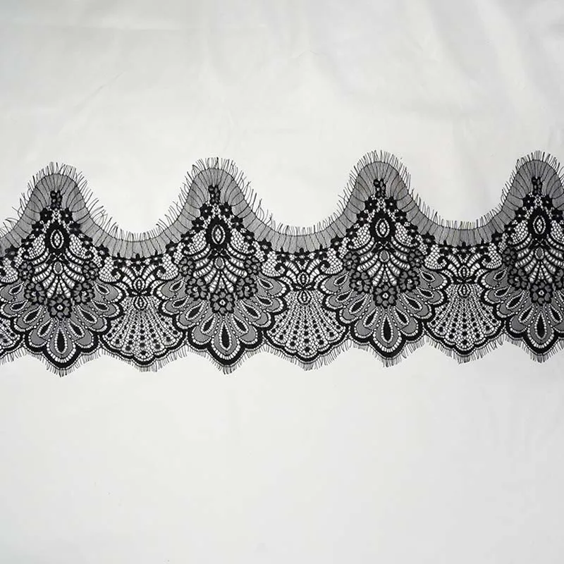 Wholesale New Fancy Ivory White Nylon Elastic Embroidery Trimming Border Lace YUGU YG-3480 28cm