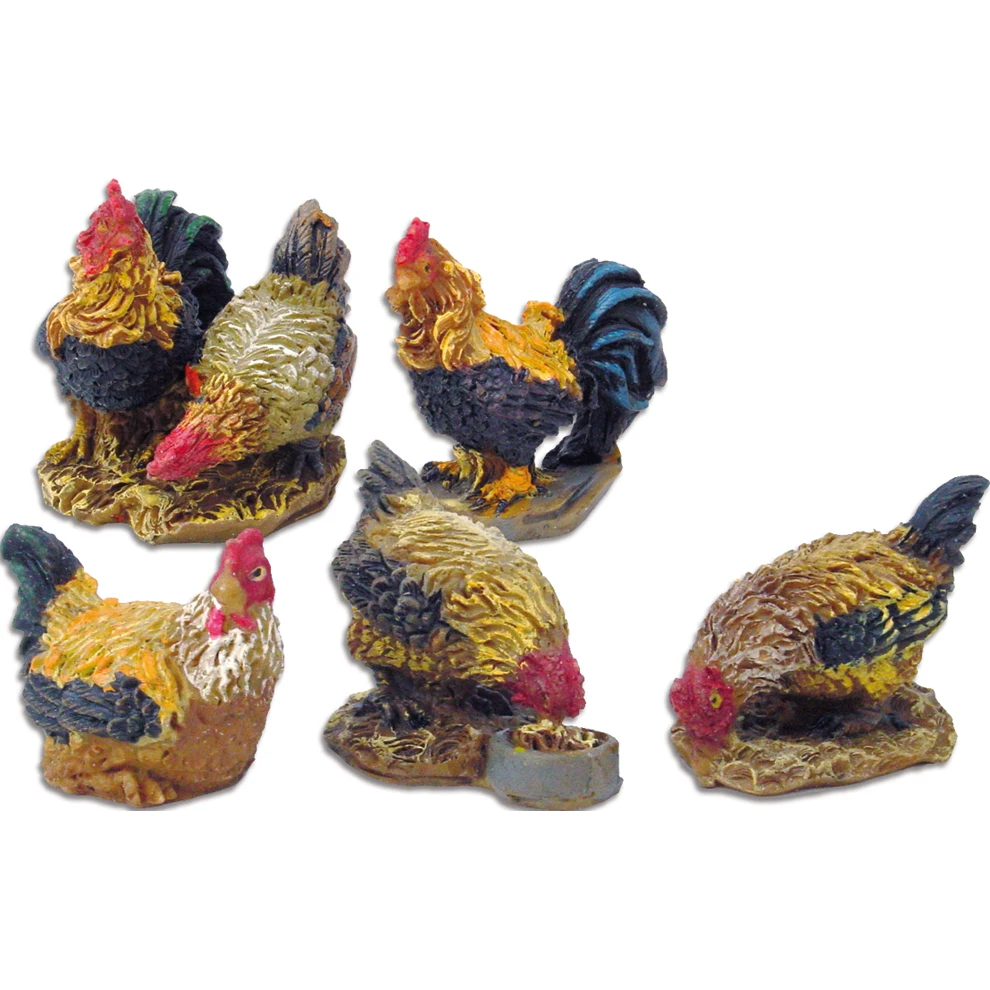 ZICOM Germany Nativity Accessory Set 5pcs 3cm Rooster Chickens Decorative Objects for 5-7 cm Figures Model 9069-T025-7