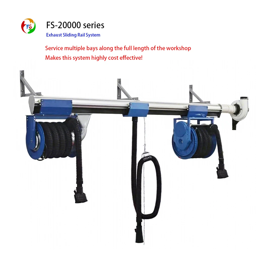 Fengshen Aluminum Sliding Rail Exhaust Extraction System | Garage Workshop Fume Removal Equipment Customizable Length 1.1/2.2kW