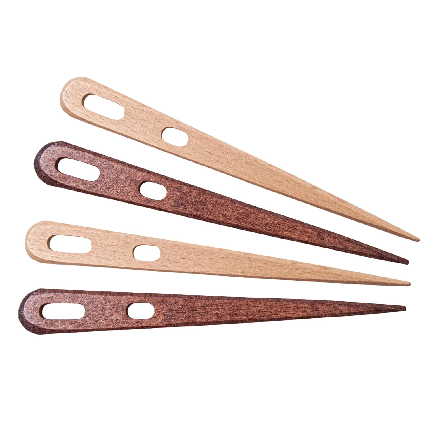 Set 4 Needlebinding Beechwood Needles Large Two-Eyed Multipurpose Weaving Knitting Sewing Needles for High-quality Craft Work