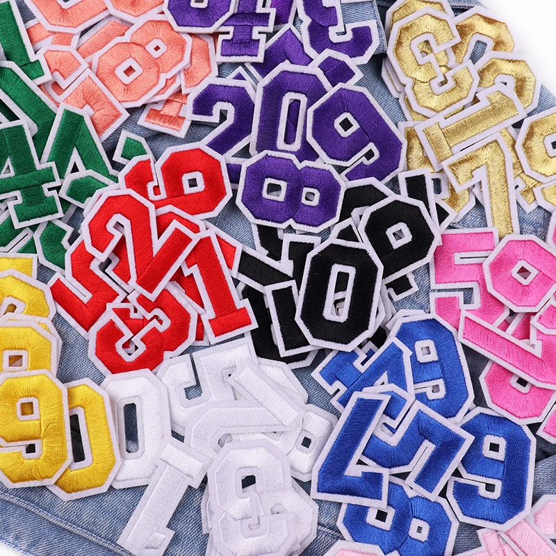 10PCS 0-9 Number Patch Wholesale Custom Iron on Patches for Clothing Hats Uniforms Sew Decorate DIY Embroidered Designer Patches