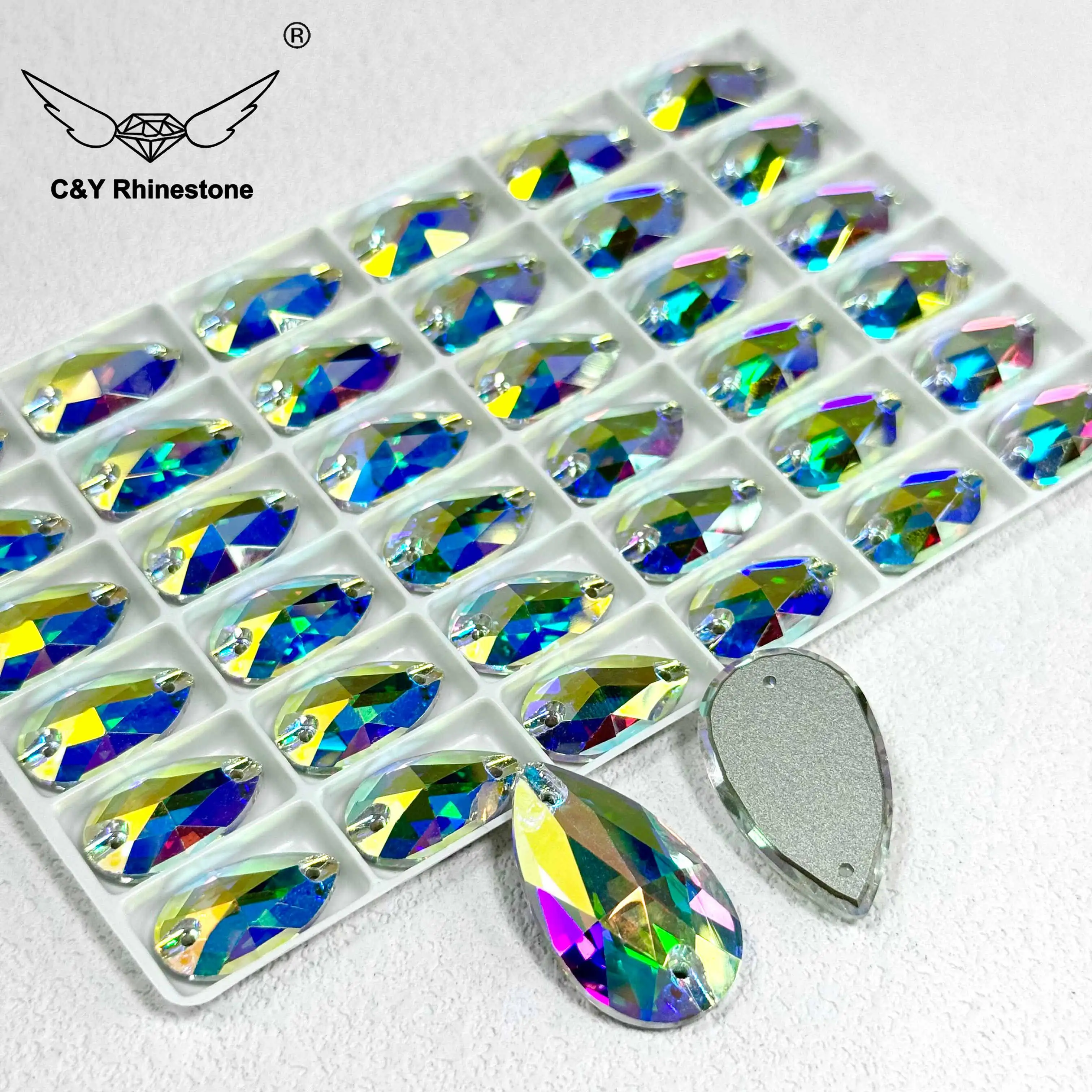 CY Hight Quality K9 Glass Crystal AB Flatback Stones for Craft Clothes Wedding Dress Sew on Rhinestones