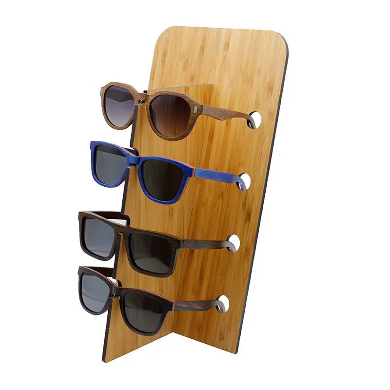 Fashion Sunglasses Display Stand Custom Your Logo protection Natural Wooden Display Racks