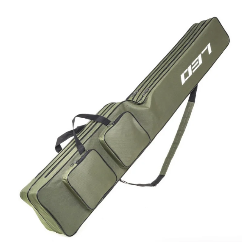 1.3m Polyester Waterproof Shoulder Fishing Rod Bag Double-Layer Knife-Type Big Belly Gear 30L Capacity Unisex