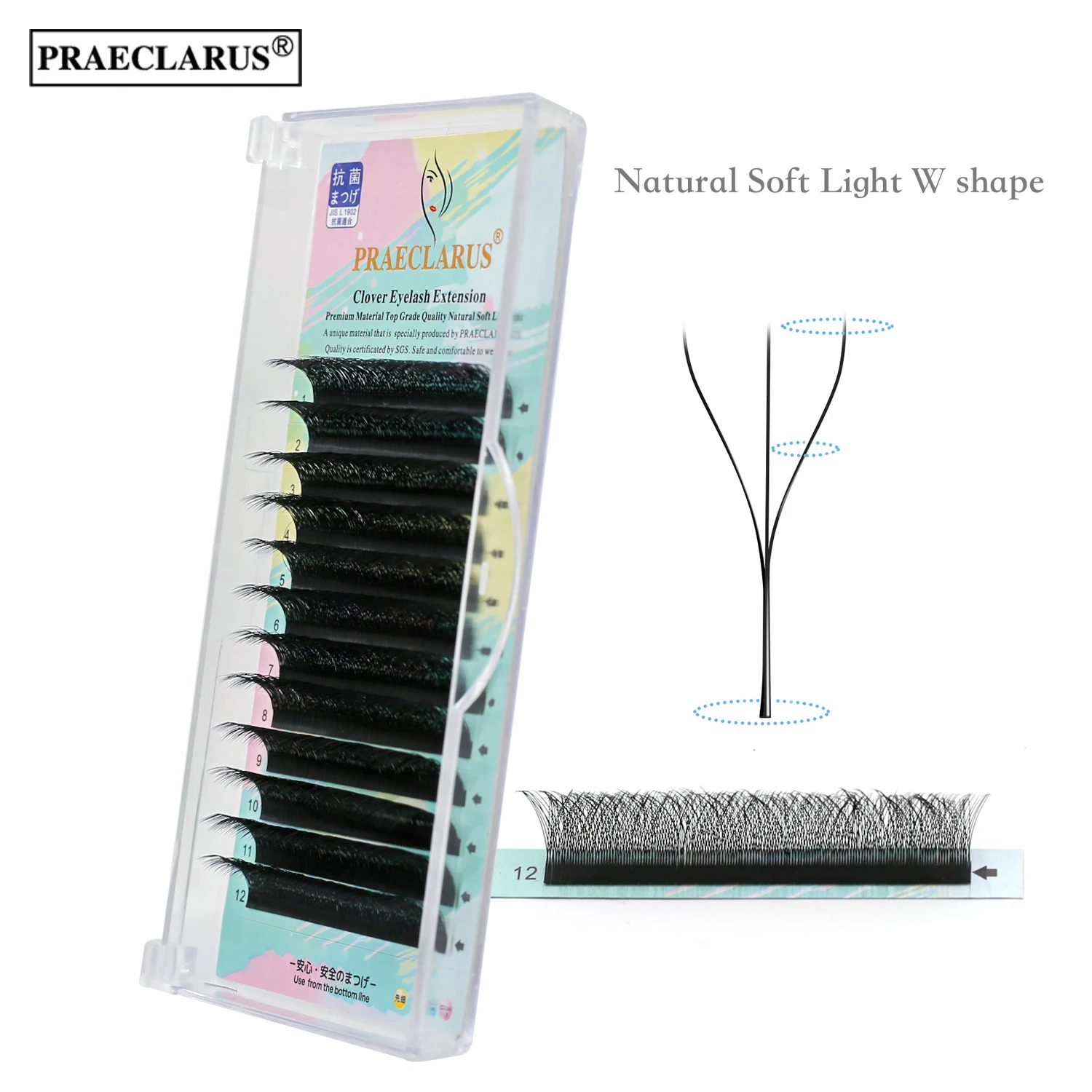 0.05MM Eyelash Extensions Flowerber,synthetic Hair Hand Made Natural Korea 3D W Black 8mm to 16mm and Mix Size 20 Pcs