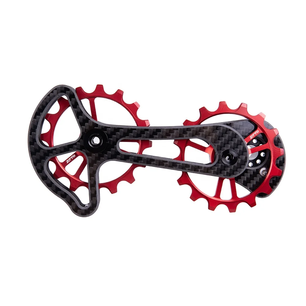 ZTTO 16T Ceramic Jockey Wheel & Oversize 16T Lower Pulley Road Bike Carbon Fibre Derailleur Cage Bicycle Parts