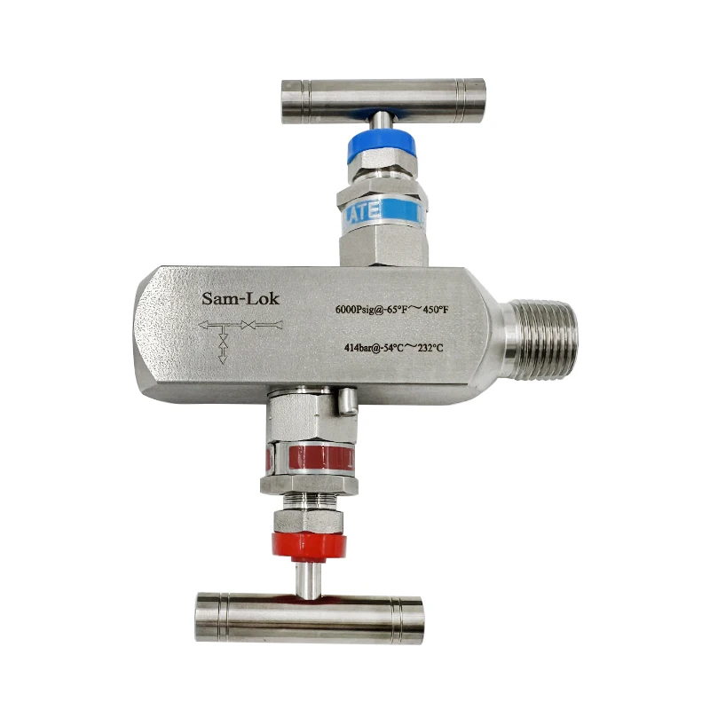 1/2npt Female and Male 6000psi Block and Bleed Pressure Gauge 2 Needle Valve Instrumentation Two Valve Manifold MXF Valve
