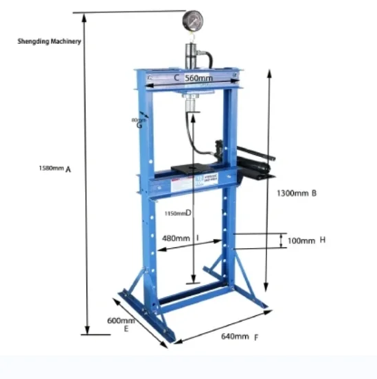 Crimping Tools Vertical H Frame 12 Ton Hydraulic Shop Press with Gauge