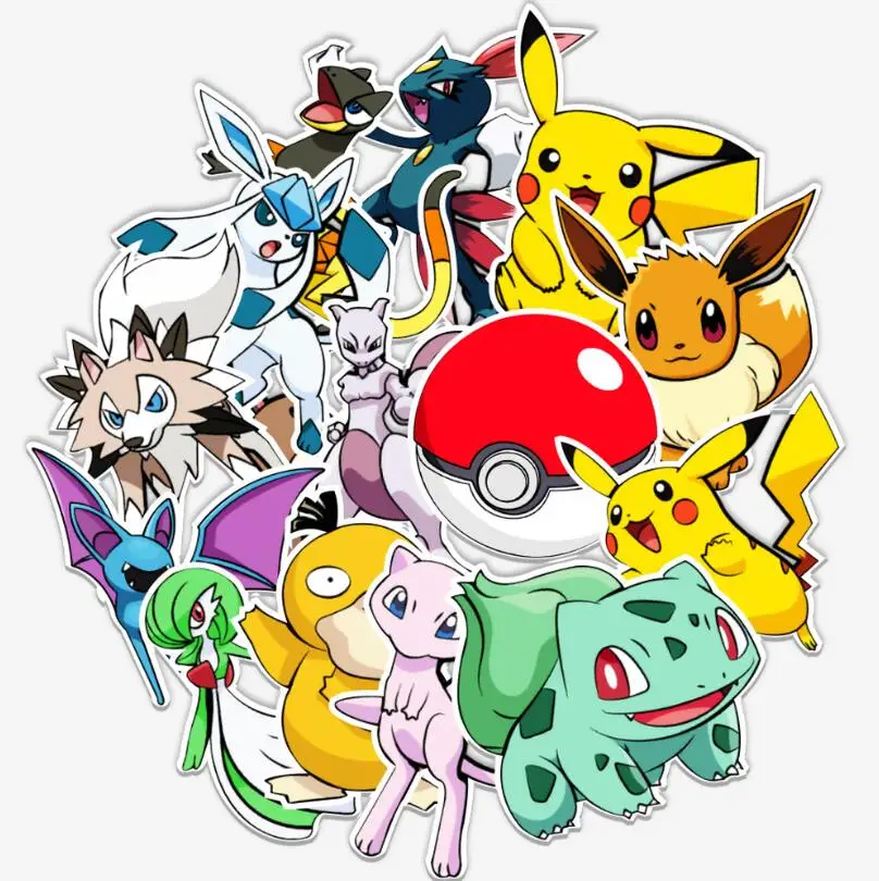 ZY0795C 50Pcs Anime Cartoon Pokemoned Graffiti Stickers Suitcase Laptop Phone Cup Refrigerator Skateboard Waterproof Stickers