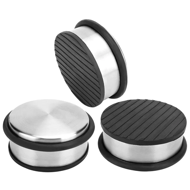1.1kgs Heavy Duty Stainless Steel Draft Stopper Indoor Outdoor Door Stopper D100XH45mm Rubber Ring 1.1kgs Stainless Steel Door