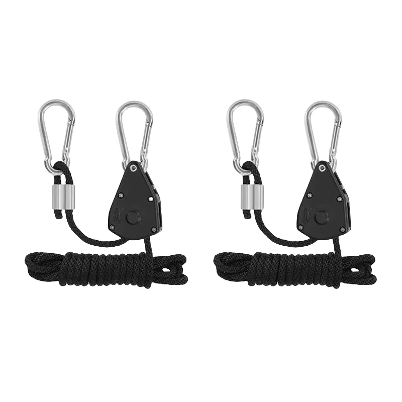 1/8 Inch Adjustable Heavy Duty Rope Ratchet Hanger Pulley Rope Lifting Hook with Reinforced Metal Gears for LED Grow Light