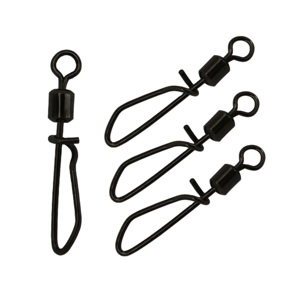 #4 Matt Black Carp Fishing Quick Change Swivels Rolling Swivels Connector With T Shape Snap Link Swivels