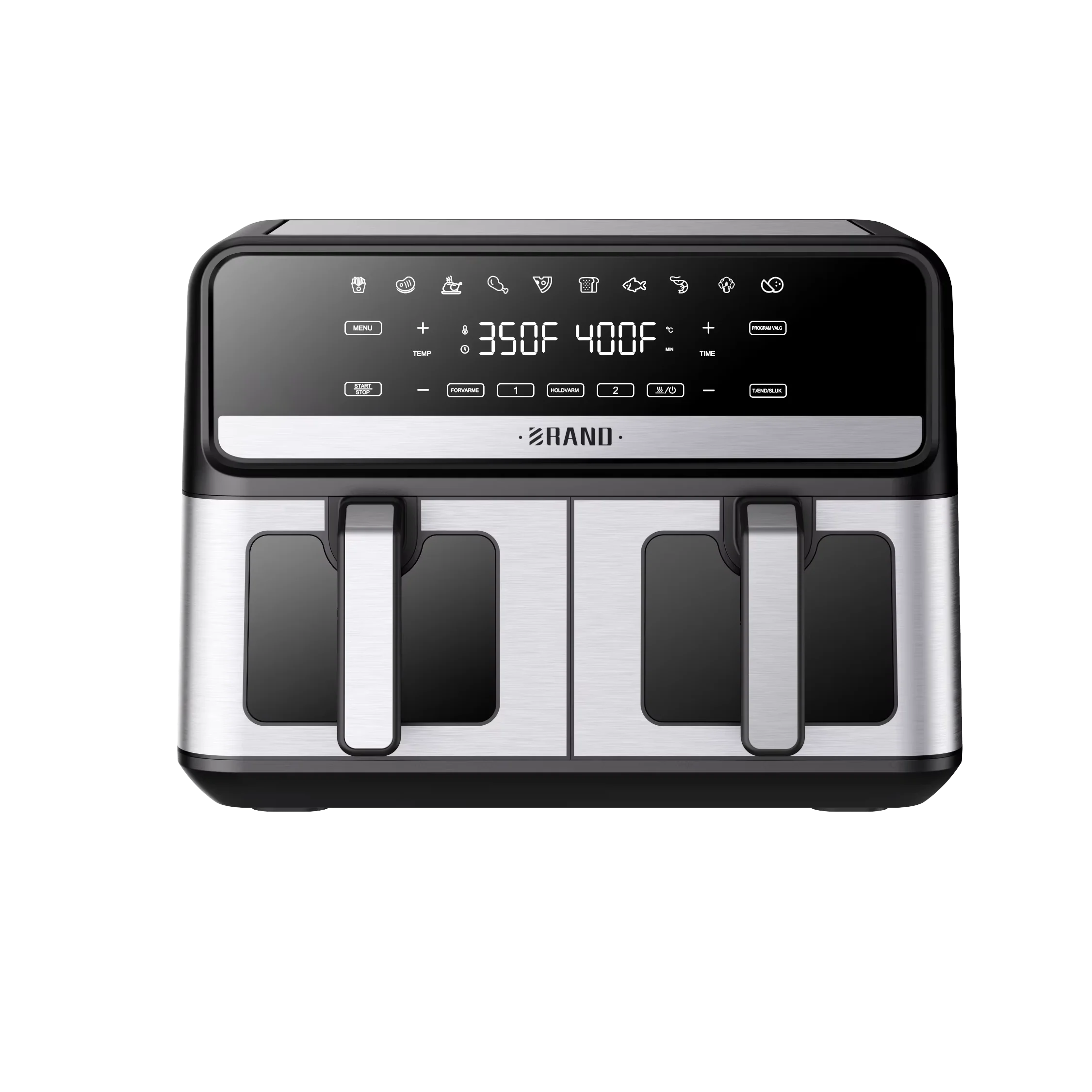 1-Year Warranty New Electric Air Fryer with Large 10L Pot Double Basket Divider Digital Control Touch Screen Oil-Free