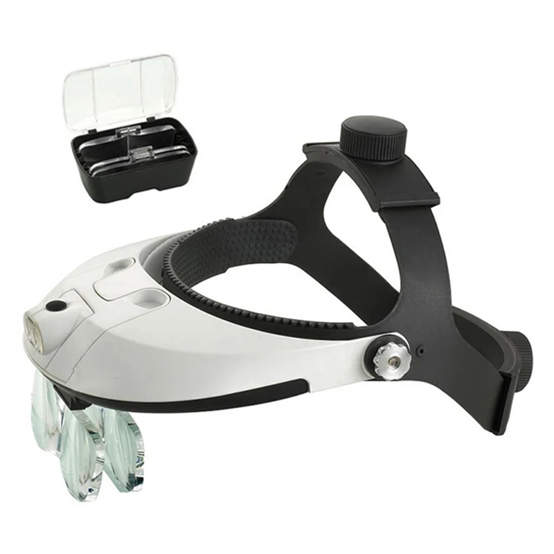 1.0X 1.5X 2.0X 2.5X 3.5X Flexible Plastic Led Head Light Magnifier Lamp Illuminated Helmet Head Magnifier