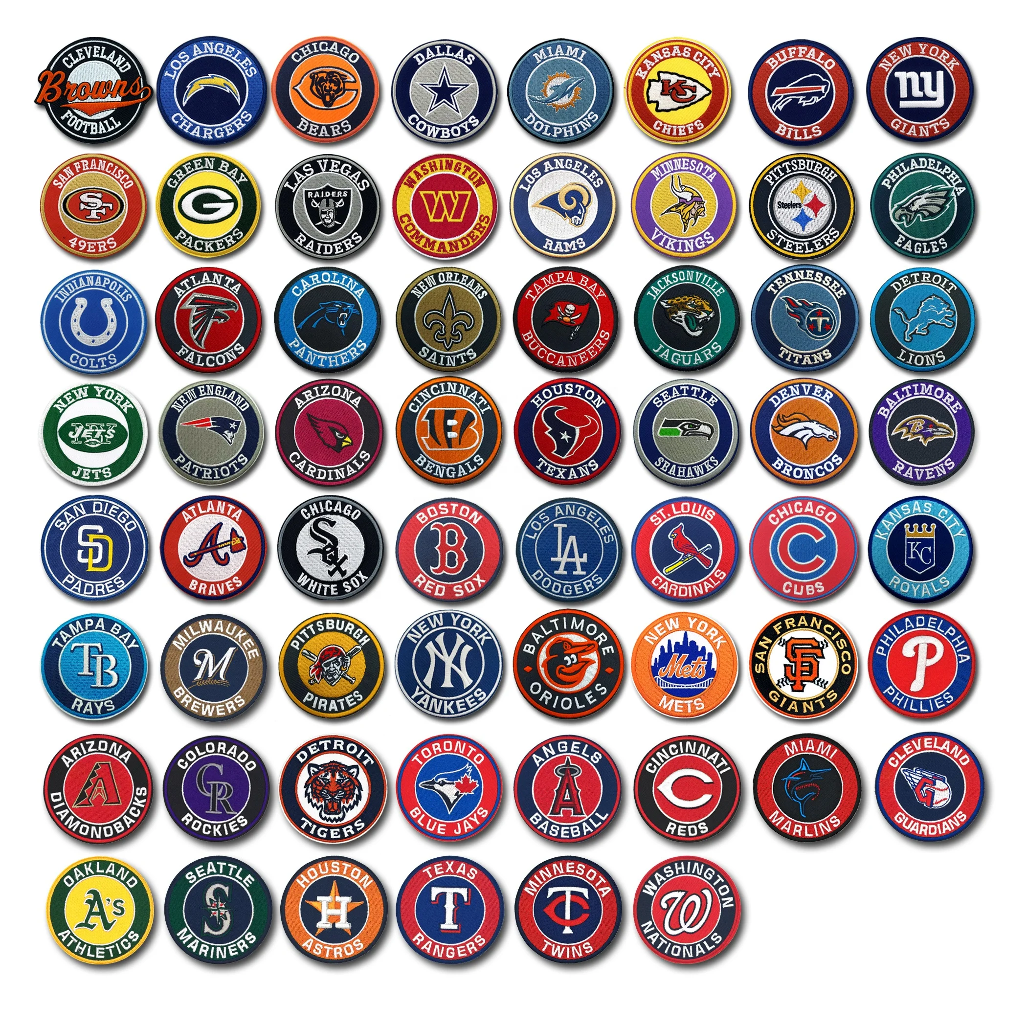 Hot Sale Baseball Football Embroidery Iron on Round Sports Team Patches for Jersey Hat