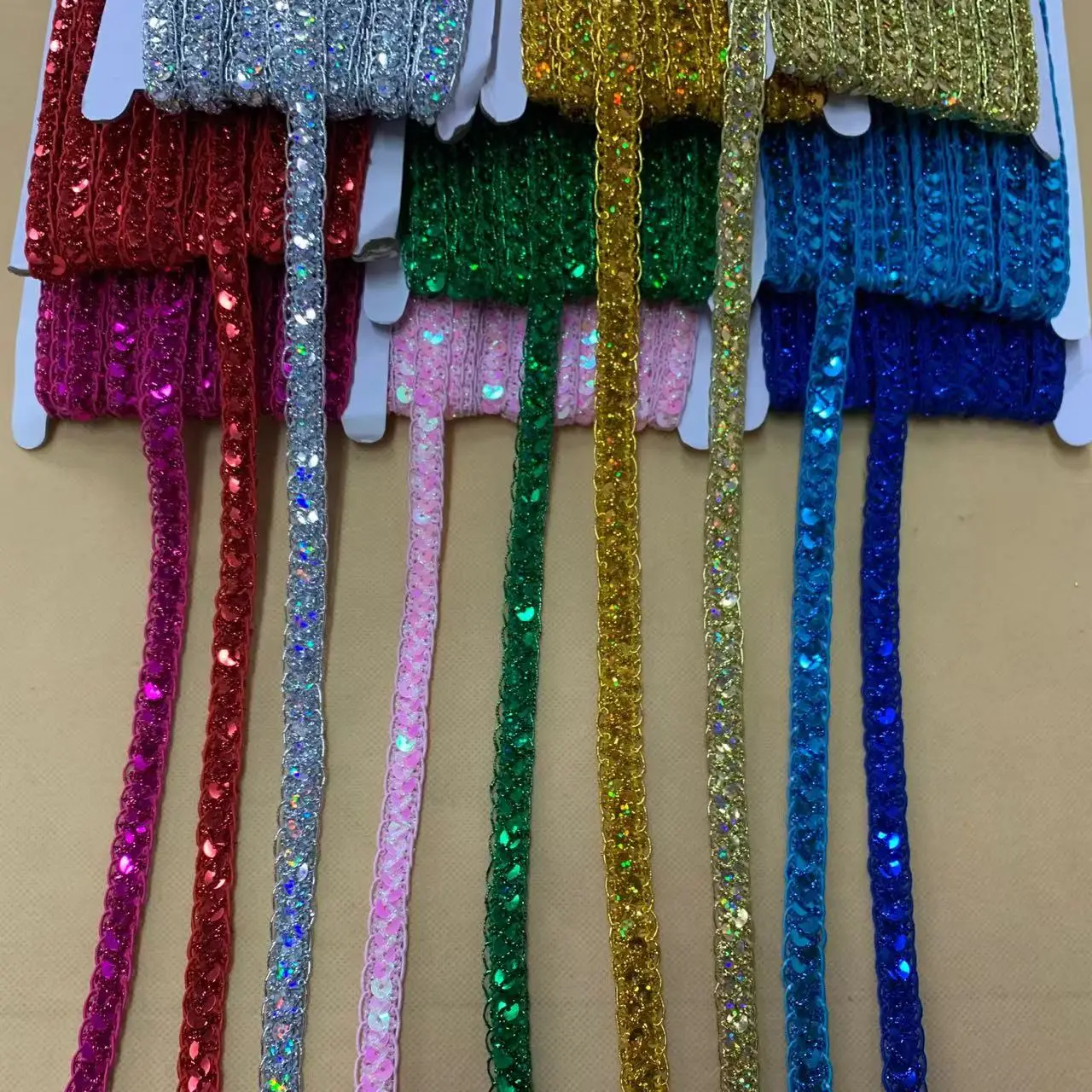 ZSY Wholesale Metallic Gold Thread Lace Trim Wide Bridal Sequins Lace Trim Border Lace Trim Embroidery