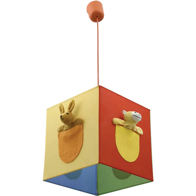 ZOO Square Pendant with 1xE27 Multi-Color Baby & Kids Decor