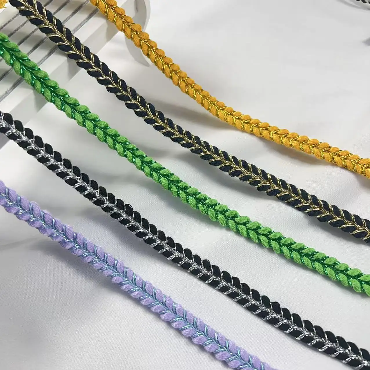 1.5cm Wide Diy Clothes Textile Gold Colored Braided Edge Binding Lace Crafts Clothes Sewing Gimp Cord Lace Trims