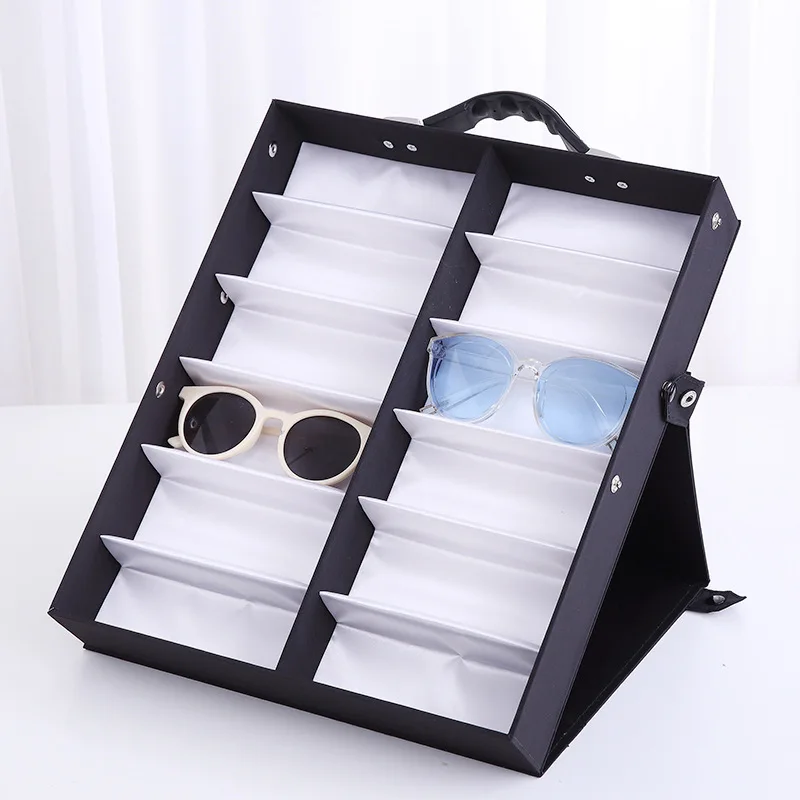 Factory Wholesale Cheap Classic Eco-Friendly 12 Slots Sunglasses Eyeglass Organizer Display Tray Stand Eyewear Case