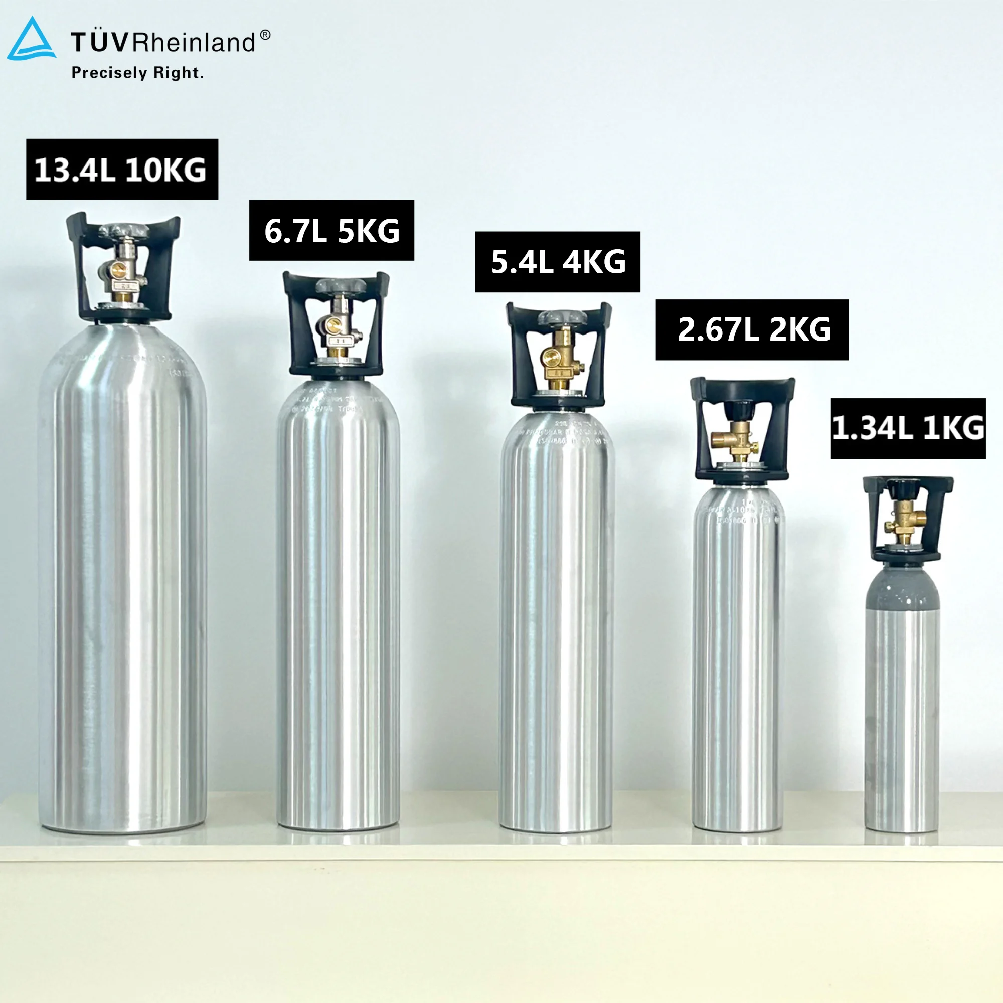 ZX TPED Certified Food-Grade Gas Cylinders 1KG 2KG 4KG 5KG 10KG Aluminium for CO2 Beverage High-Pressure Industry