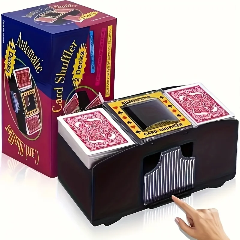 1-2 Speed Automatic Card Shuffler for Poker ABS Compact Electric Shuffling Machine With Clear Display Screen Durable Design